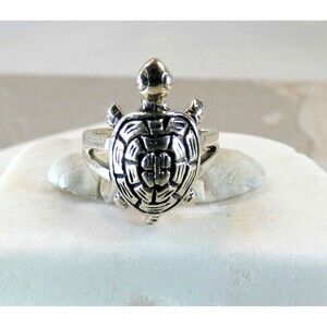 VTG Sterling Silver 3 Dimensional Turtle Tortoise Band Ring Sz 4.5